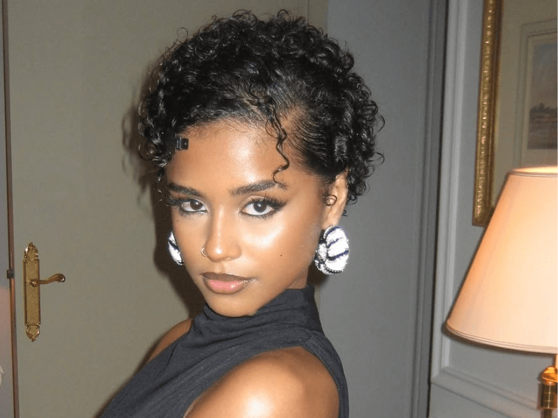 Tyla wearing black and white earrings