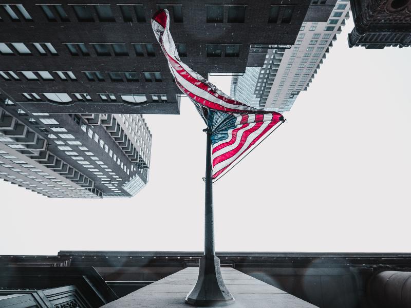 US Flag on pole