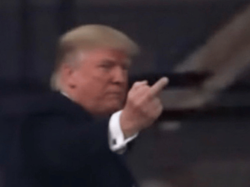 US PRESIDENT DONALD TRUMP MIDDLE FINGER