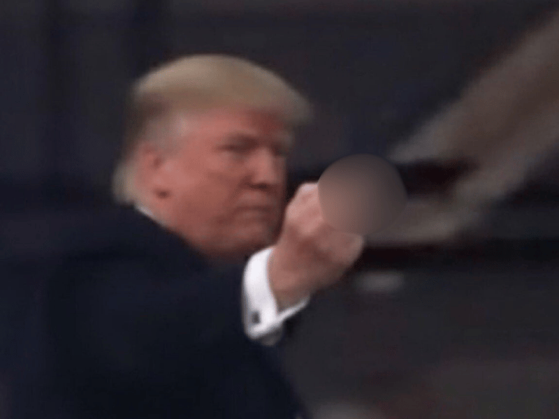 US PRESIDENT DONALD TRUMP MIDDLE FINGER BLURR