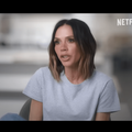 Victoria Beckham wearing a grey t-shirt