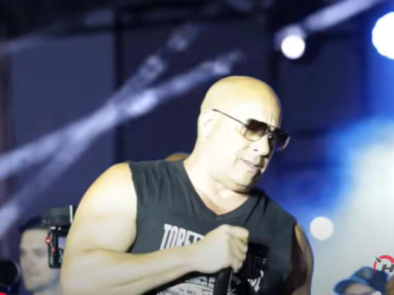 Vin Diesel making an announcement at the Fuel Fest 2025