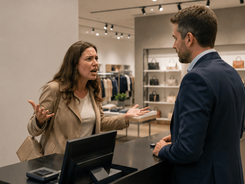 WOMAN SPEAKING TO THE MANAGER