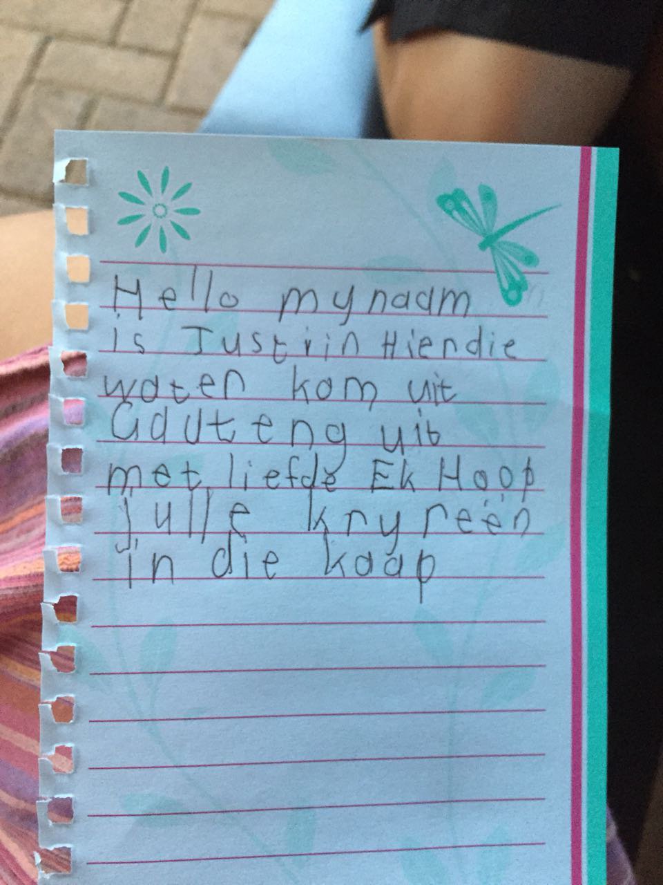 justin's letter