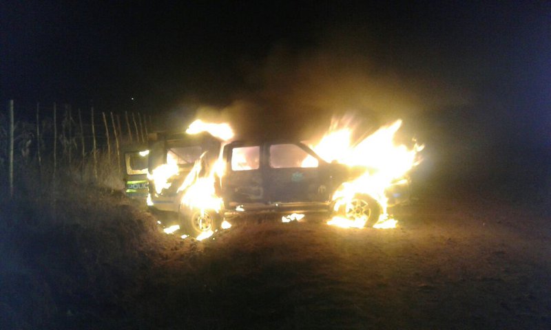 police van burning