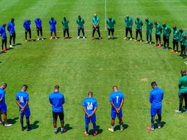 Mamelodi Sundowns team training tribute to Anele Ngcongca