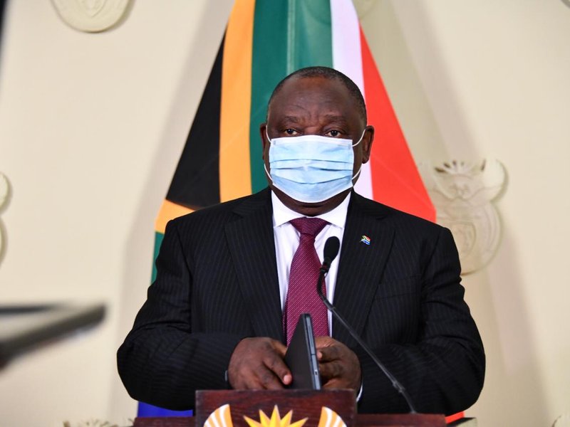 Cyril Ramaphosa with face mask on