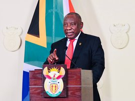 President Cyril Ramaphosa in February 2021