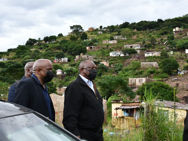 President Cyril Ramaphosa, Mondli Gungubele visit Ntuzuma, KZN, amid flood damage
