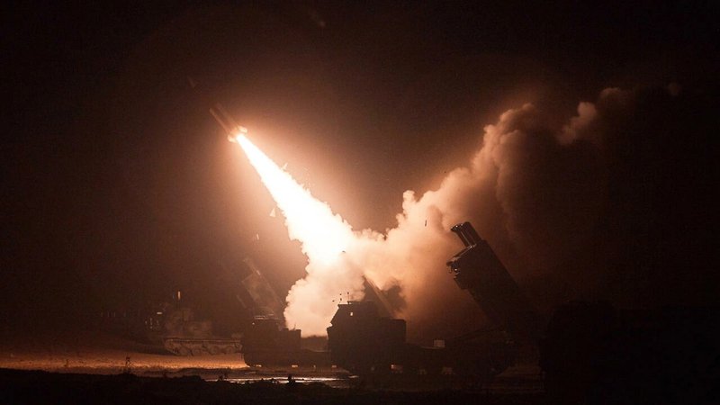 This handout photo taken on June 6, 2022 shows South Korea's Army firing a missile during a South Korea-US joint live-fire exercise aimed to counter North Korea’s missile test