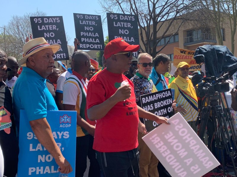 Opposition parties march  to public protector’s office