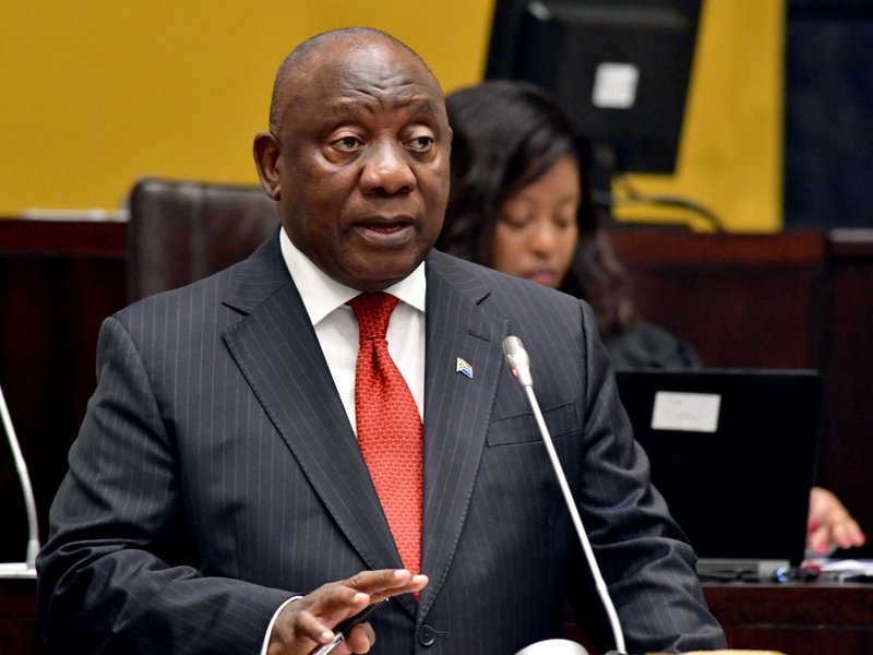 President Cyril Ramaphosa answering questions in Parliament