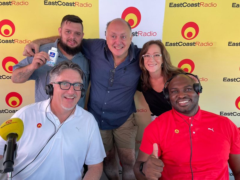 Breakfast with Darren Maule and the Chilli eating contest organisers and winner being  Jason.