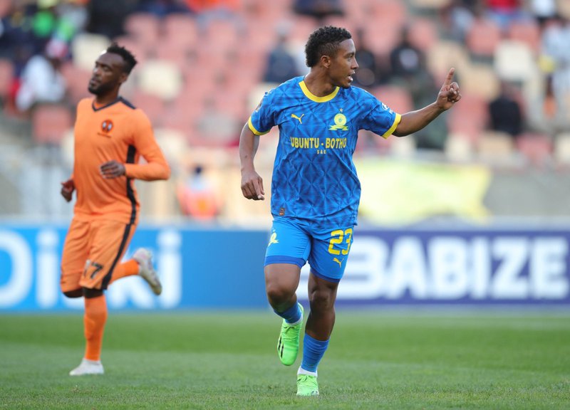 Mamelodi Sundowns' Lucas Ribeiro celebrates his goal against Polokwane City during their DStv Premiership match on 30 August 2023