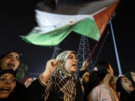 Protesters demonstrate in solidarity with Palestinians