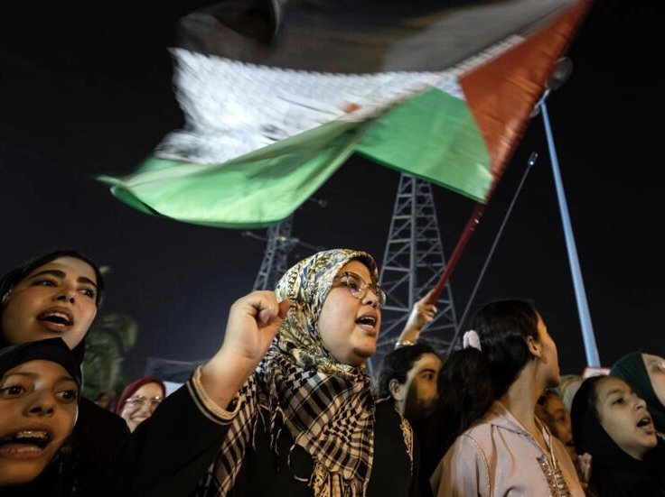 Protesters demonstrate in solidarity with Palestinians