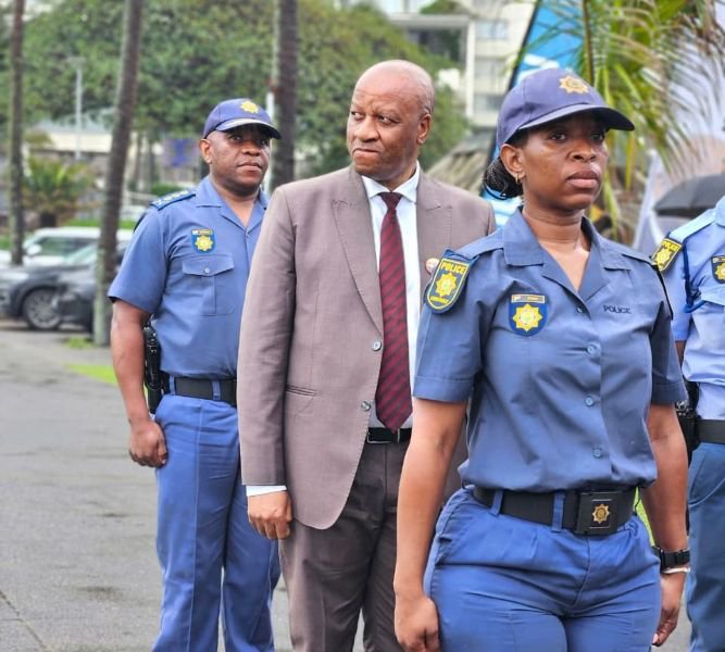 Premier Thami Ntuli and Nhlanhla Mkhwanazi on the launch of over new crime prevention and detection strategies