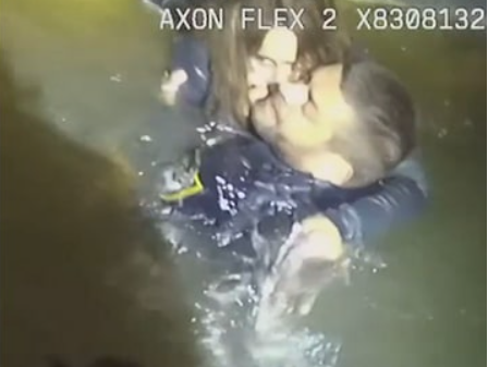 WATCH: Heroes in blue uniform save woman from sinking car