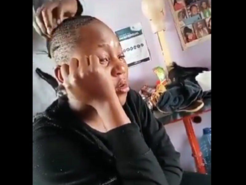 Woman getting her hair shaved off