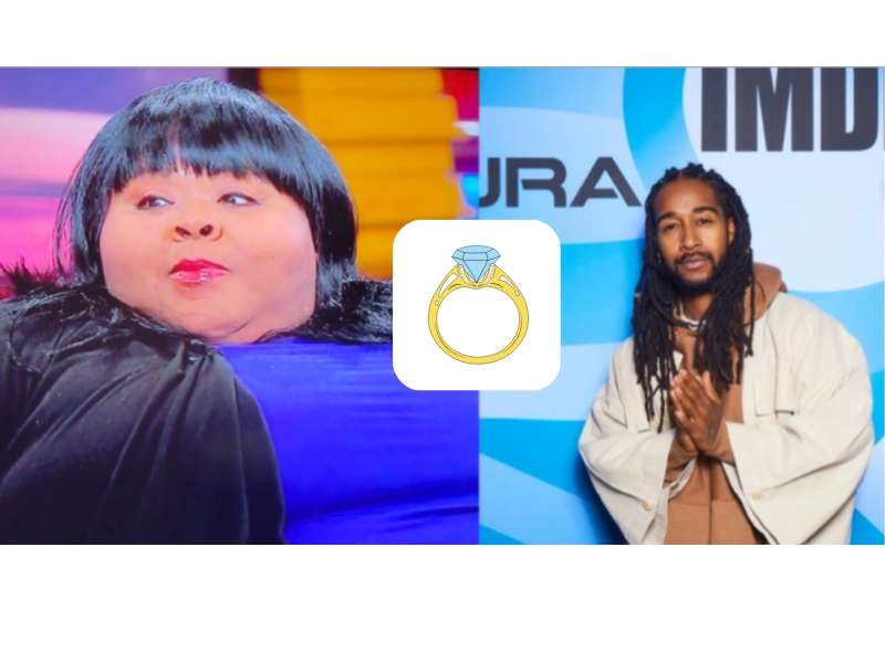 Woman sitting on talk show and Omarion