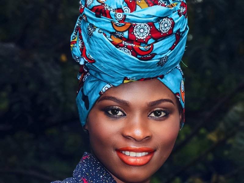 Woman wearing a beautiful head wrap