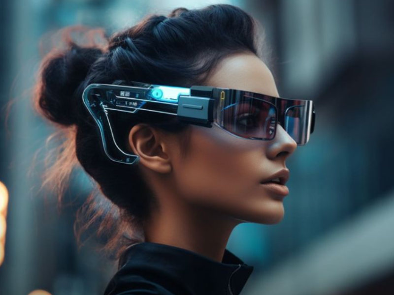 Woman wearing futuristic glasses