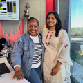Yovani Naidoo stands with Carol Ofori at the East Coast Radio studios