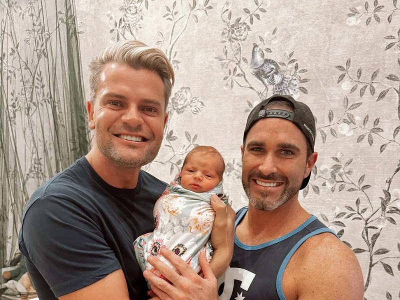 Zavion Kotze and John Brereton with their baby Quinn