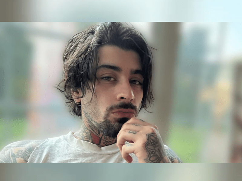 Zayn Malik poses with his hand on his chin