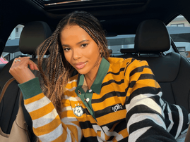 Ndavi Nokeri wearing an old school Bafana Bafana jersey