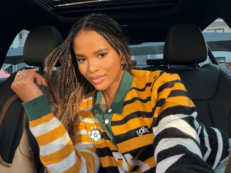 Ndavi Nokeri wearing an old school Bafana Bafana jersey