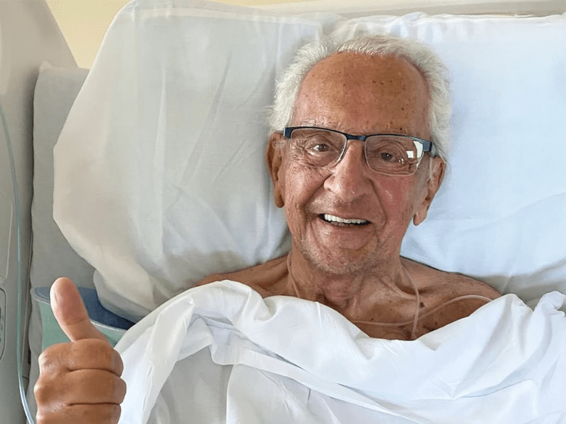 Judge Frank Caprio in a hospital bed