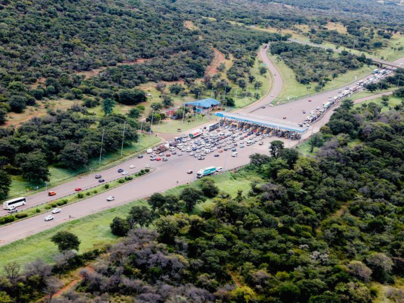 aerial view of N1 toll plaza toll gate traffic N3 easter weekend