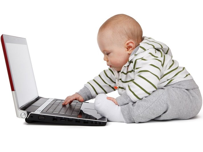 Baby using a computer