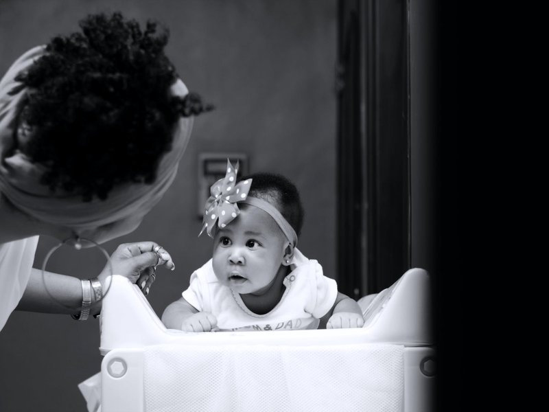 Grey scale photo of baby