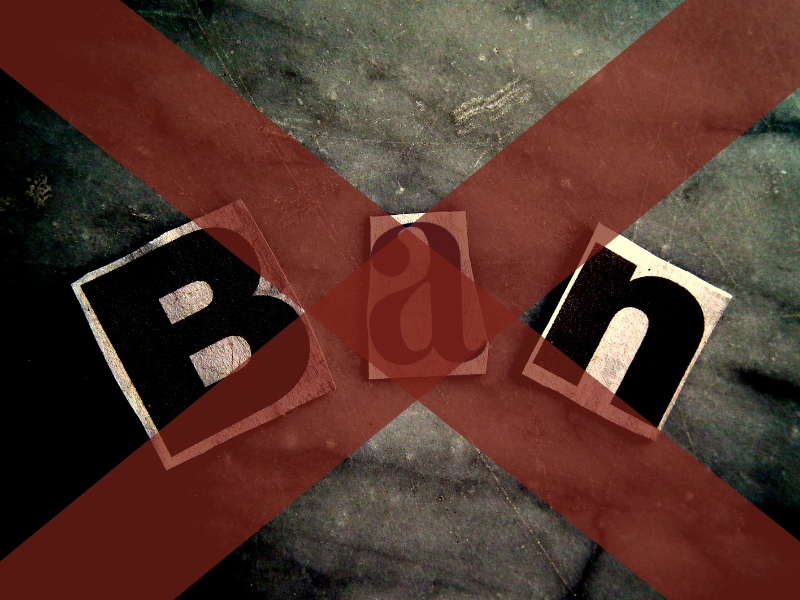 The word "Ban" with an x