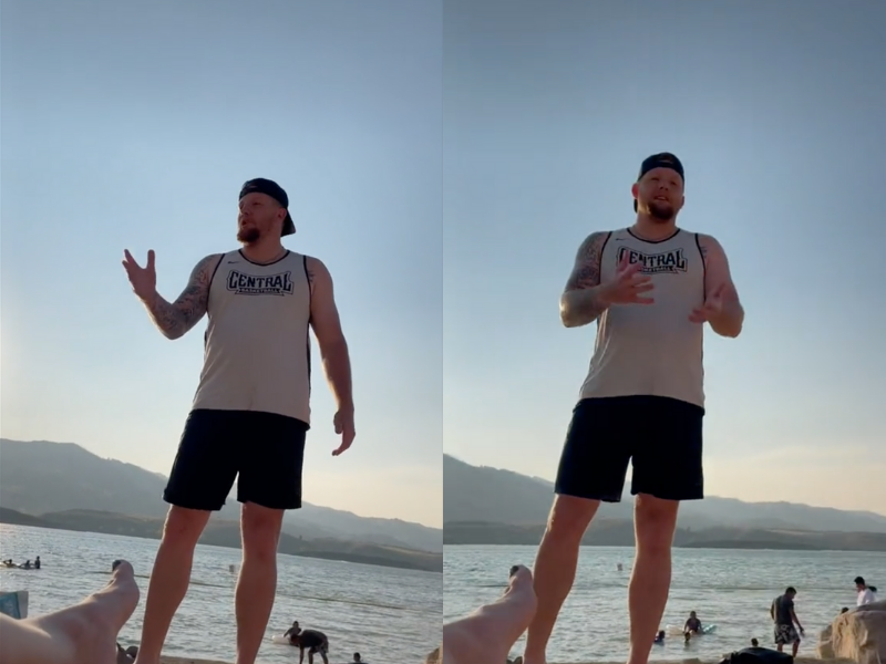 WATCH: Stranger verbally harasses women wearing "pornographic" bikinis on beach