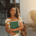 Female student on a college or university campus