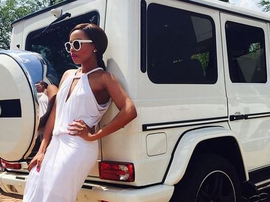 Bonang Matheba with a Mercedes GLA