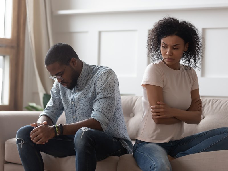 A picture of a couple breaking up