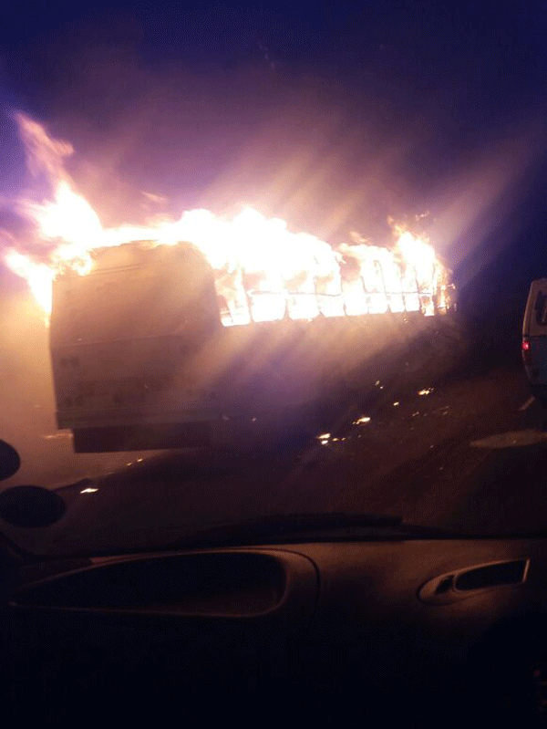 N2 bus fire near Westwood Mall