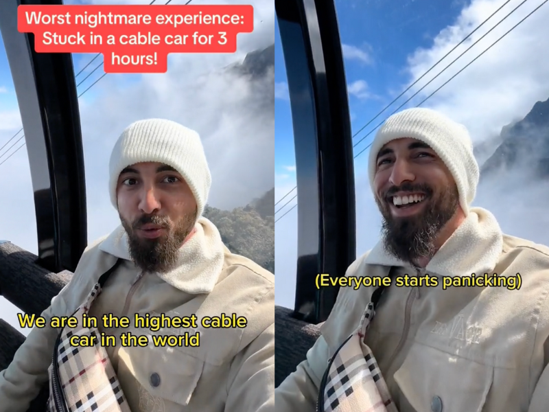 Tourists stuck 3000m in the air for three hours