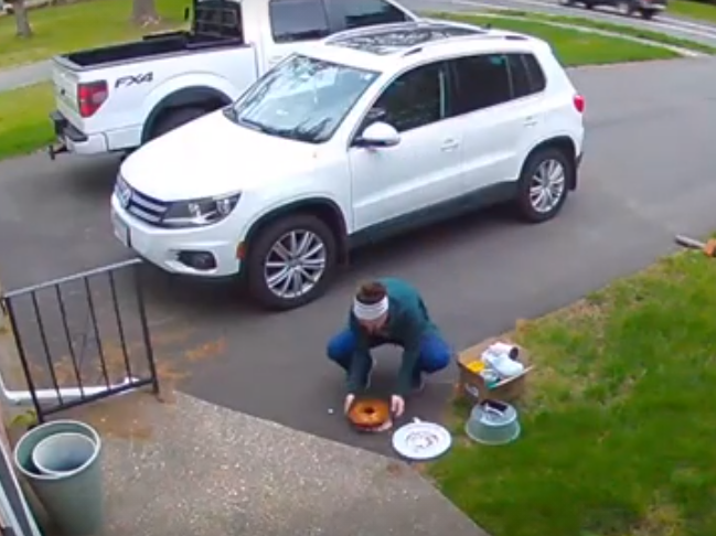 WATCH: Getting off the car with 100 things to carry and your treat falls to the ground...
