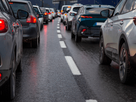 cars stuck is rush hour traffic