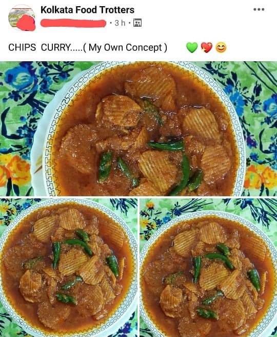 WEIRD: A curry made out of potato chips/crisps