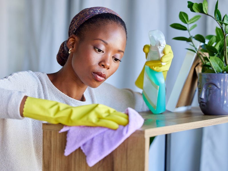 Domestic worker or housekeeper cleaning