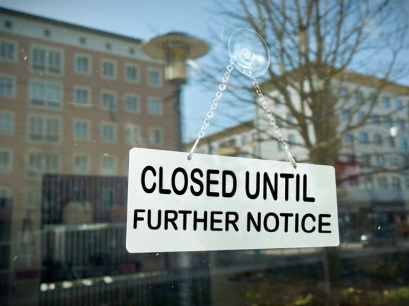 Closed until further notice business sign