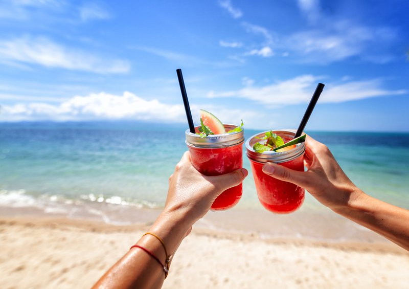 Couple having cocktails