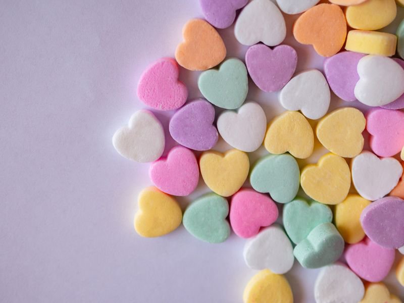 Colorful Valentine candy hearts