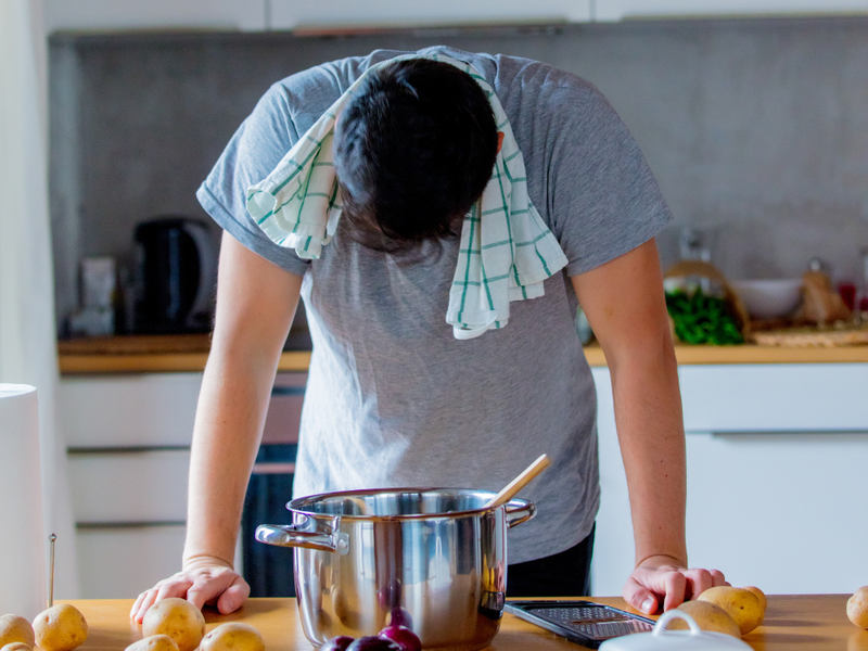 Man cooking alone